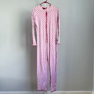 Playboy Intimates Pink Bunny Print One Piece Union Suit Pajamas Women's XL